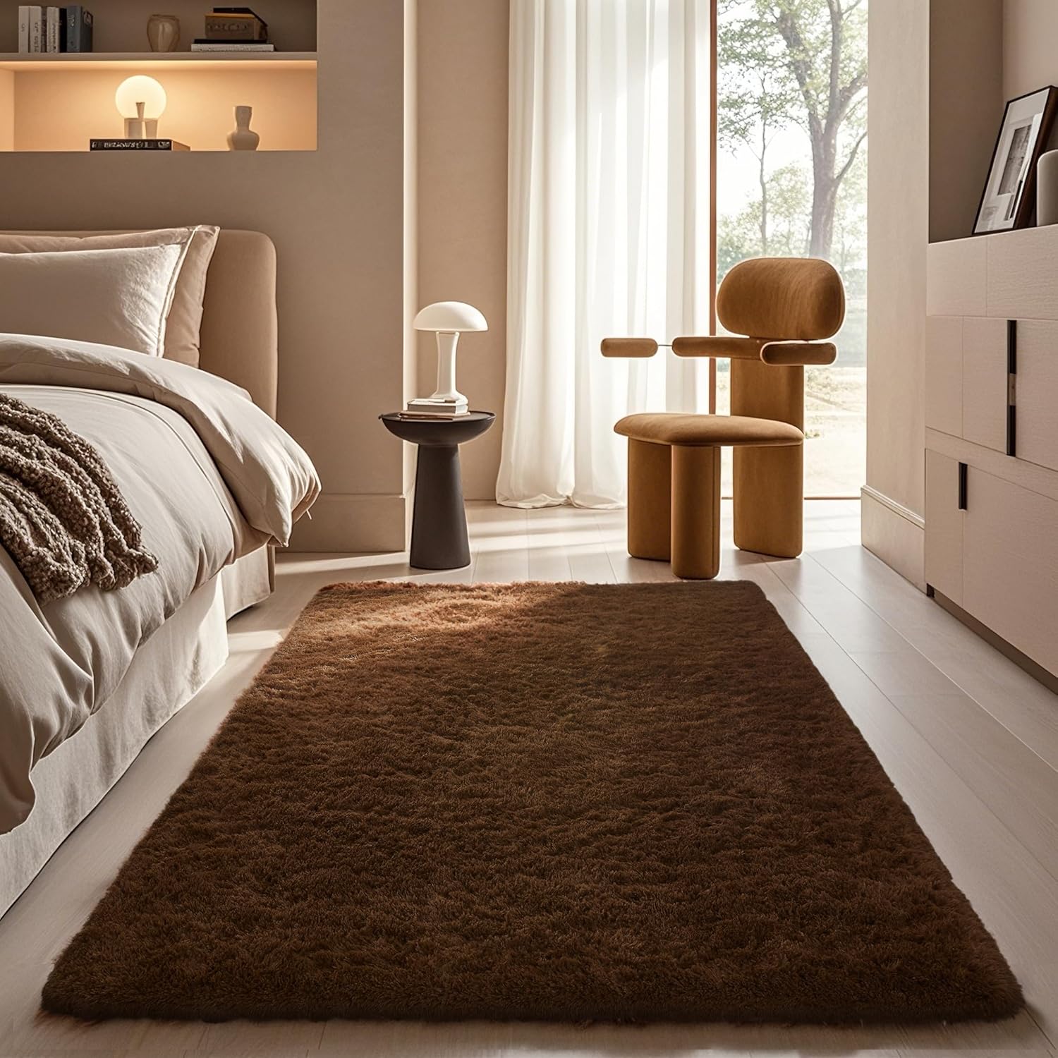 Ophanie 5x8 Blue Rugs for Living Room, Kids Nursery Rug Aesthetic, Playroom Navy Area Rugs for Boys Girls Teen Home Decor, Fluffy Fuzzy Soft Plush Shaggy Bedside Floor Bedroom Carpet for Teen