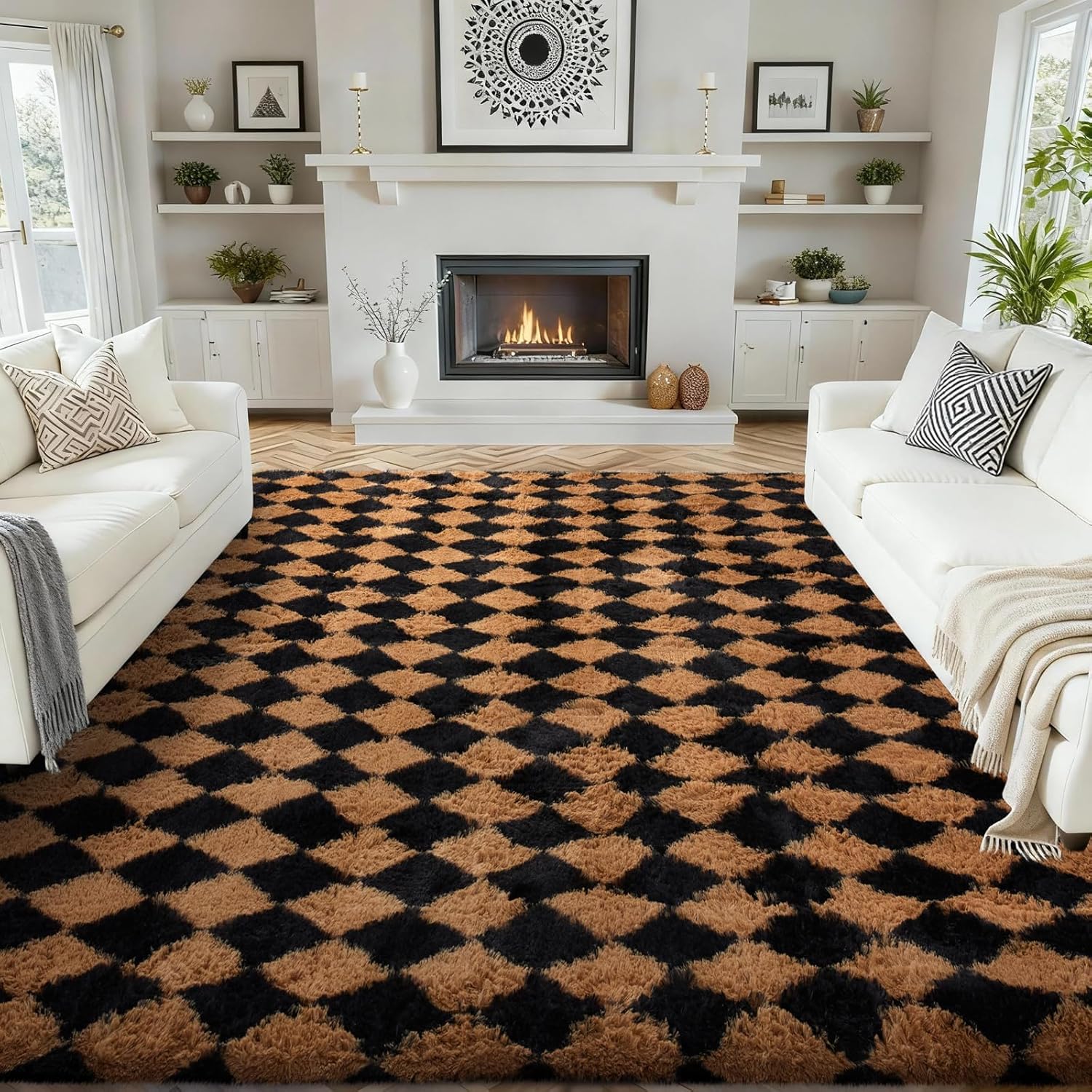 Ophanie 5x8 Blue Rugs for Living Room, Kids Nursery Rug Aesthetic, Playroom Navy Area Rugs for Boys Girls Teen Home Decor, Fluffy Fuzzy Soft Plush Shaggy Bedside Floor Bedroom Carpet for Teen