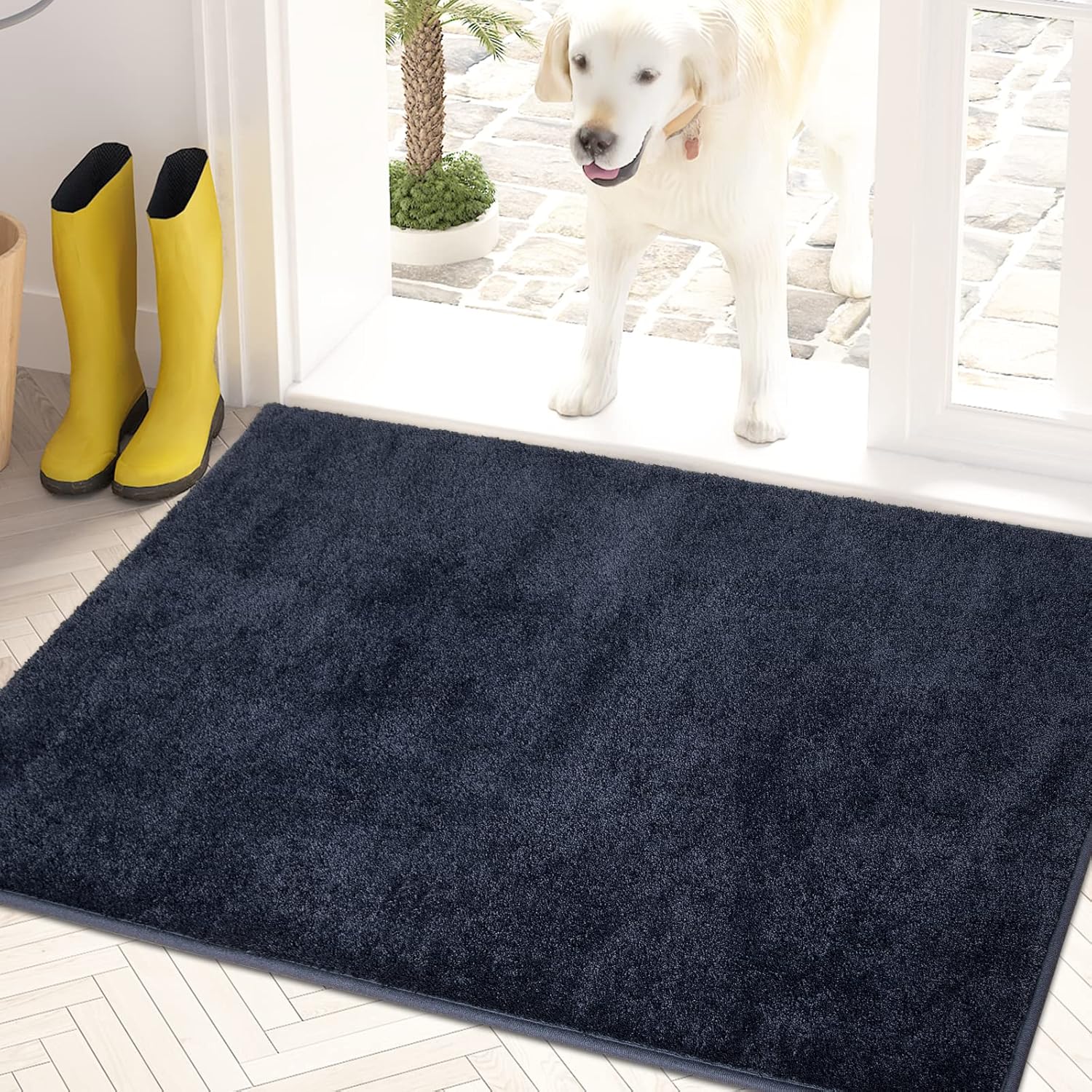 PURRUGS Easy Care Area Rug 4ft x 6ft, Non-Slip Machine Washable Entryway Rug, Dog Door Mat, Stain Resistant Accent Rug for Hallway, Living Room, Bedroom and Mudroom, Charcoal
