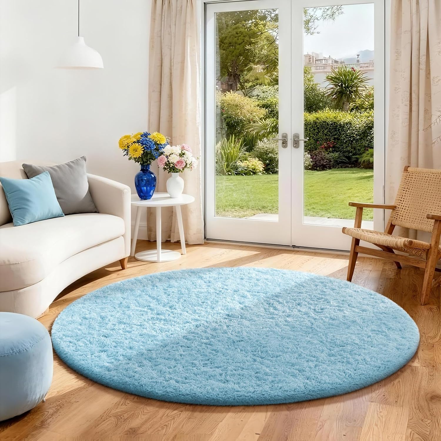 Ophanie 5x8 Blue Rugs for Living Room, Kids Nursery Rug Aesthetic, Playroom Navy Area Rugs for Boys Girls Teen Home Decor, Fluffy Fuzzy Soft Plush Shaggy Bedside Floor Bedroom Carpet for Teen