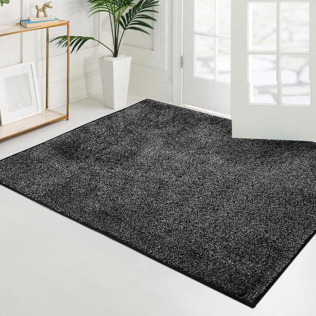 PURRUGS Easy Care Area Rug 4ft x 6ft, Non-Slip Machine Washable Entryway Rug, Dog Door Mat, Stain Resistant Accent Rug for Hallway, Living Room, Bedroom and Mudroom, Charcoal