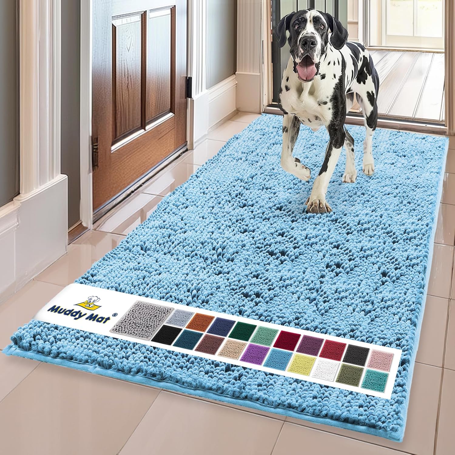 Muddy Mat® | Super Absorbent Door Mat Indoor, Microfiber Quick Dry Chenille Entryway Rug, Non-Slip Front Door Mat, Indoor Mats for Entryway, Machine Washable Pet Rug, Grey XXXL 72"X48"