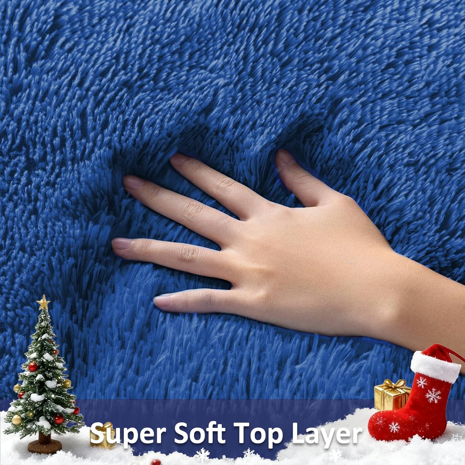 Ophanie 5x8 Blue Rugs for Living Room, Kids Nursery Rug Aesthetic, Playroom Navy Area Rugs for Boys Girls Teen Home Decor, Fluffy Fuzzy Soft Plush Shaggy Bedside Floor Bedroom Carpet for Teen