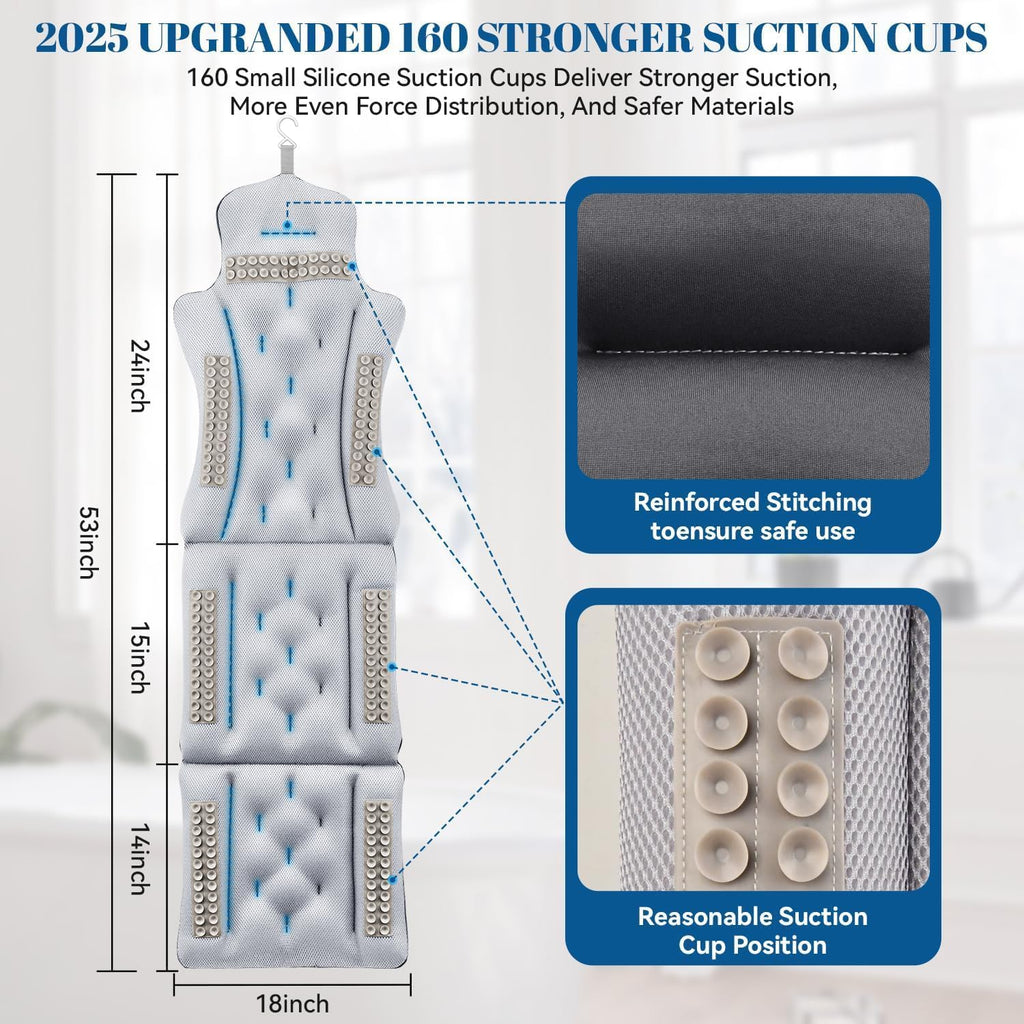 Full Body Bath Pillow for Bathtub, Thick & Luxury Bathtub Cushion with 192 Suction Cups, Bathtub Pillows for Head & Neck, Back Support, Ideal Bath Accessories for Women' Gifts Spa, Soaking, Tub