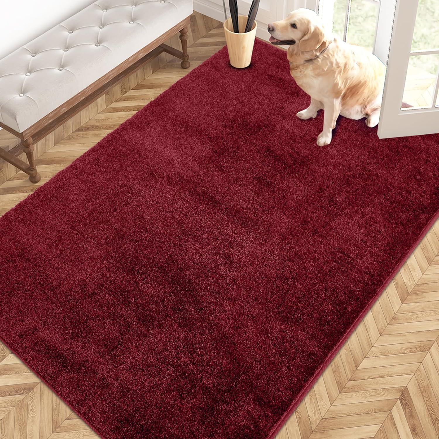 PURRUGS Easy Care Area Rug 4ft x 6ft, Non-Slip Machine Washable Entryway Rug, Dog Door Mat, Stain Resistant Accent Rug for Hallway, Living Room, Bedroom and Mudroom, Charcoal