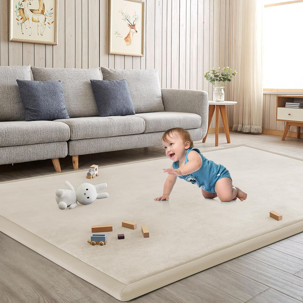 ILPEOD Baby Play Mat for Floor Tummy Time Nursery Rug Muscle Area Rug Playroom Rug Tatami Mat 6'7"x4'11" Memory Foam 1.3" Thick Crawling For Babies,Toddlers, Infants, Kids,Floor Mat(Grey)