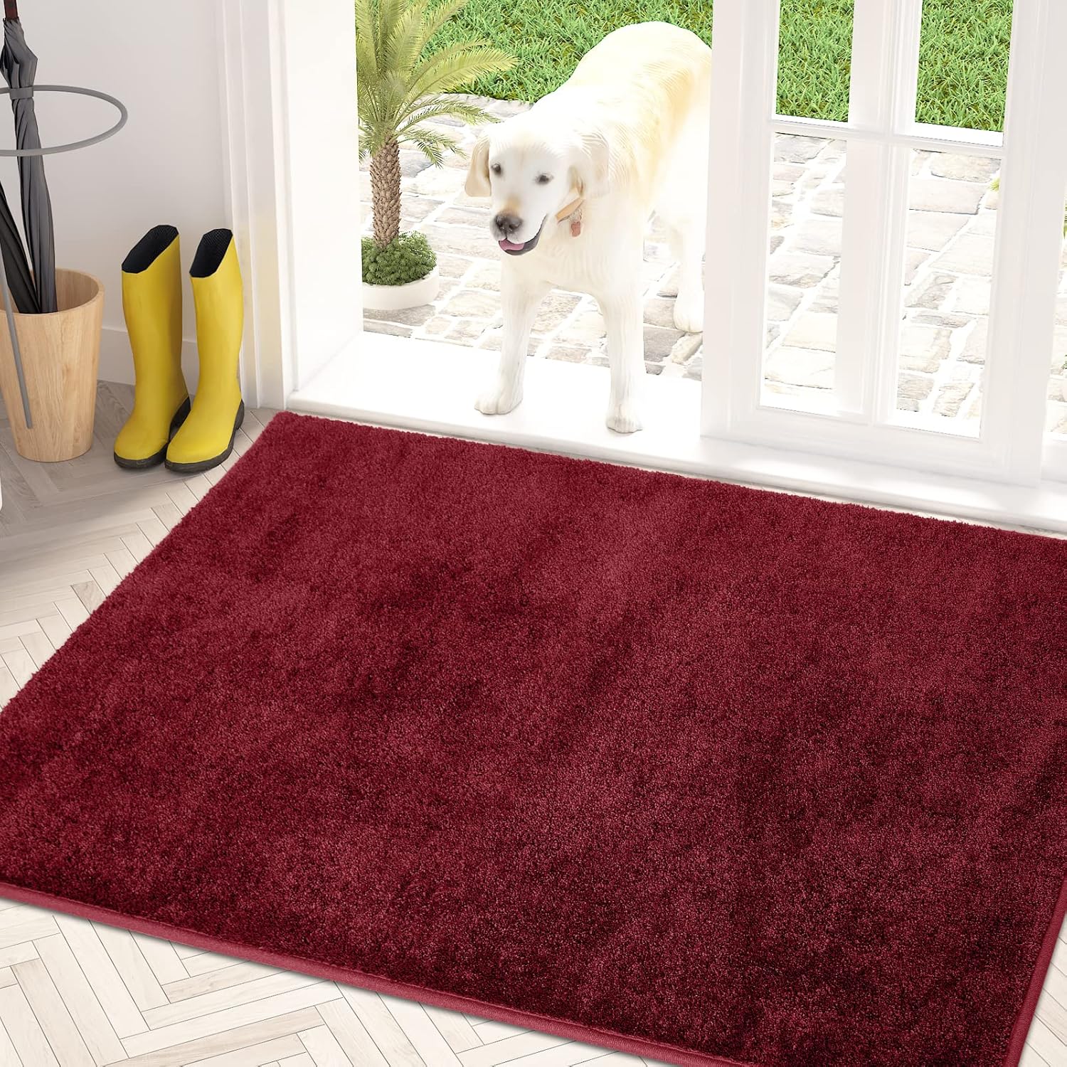 PURRUGS Easy Care Area Rug 4ft x 6ft, Non-Slip Machine Washable Entryway Rug, Dog Door Mat, Stain Resistant Accent Rug for Hallway, Living Room, Bedroom and Mudroom, Charcoal