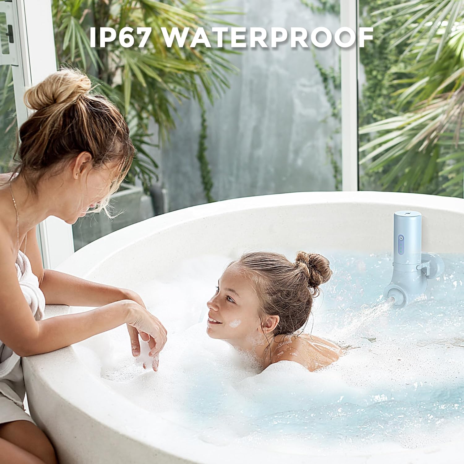 MOMFANN Bath Jet Spa, Bath Jet/Bubble Mode, Cordless Portable Bathtub Accessories with 3-Level Adjustable Speed, Bathtub Jets for Home Spa, Relaxing (Blue)