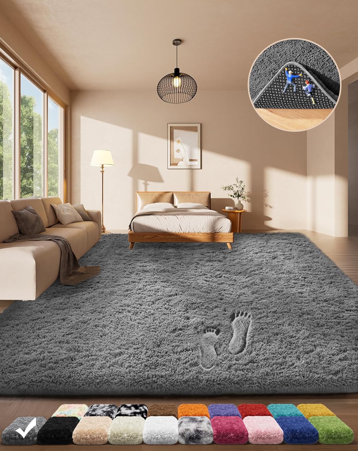 Ophanie 5x8 Blue Rugs for Living Room, Kids Nursery Rug Aesthetic, Playroom Navy Area Rugs for Boys Girls Teen Home Decor, Fluffy Fuzzy Soft Plush Shaggy Bedside Floor Bedroom Carpet for Teen