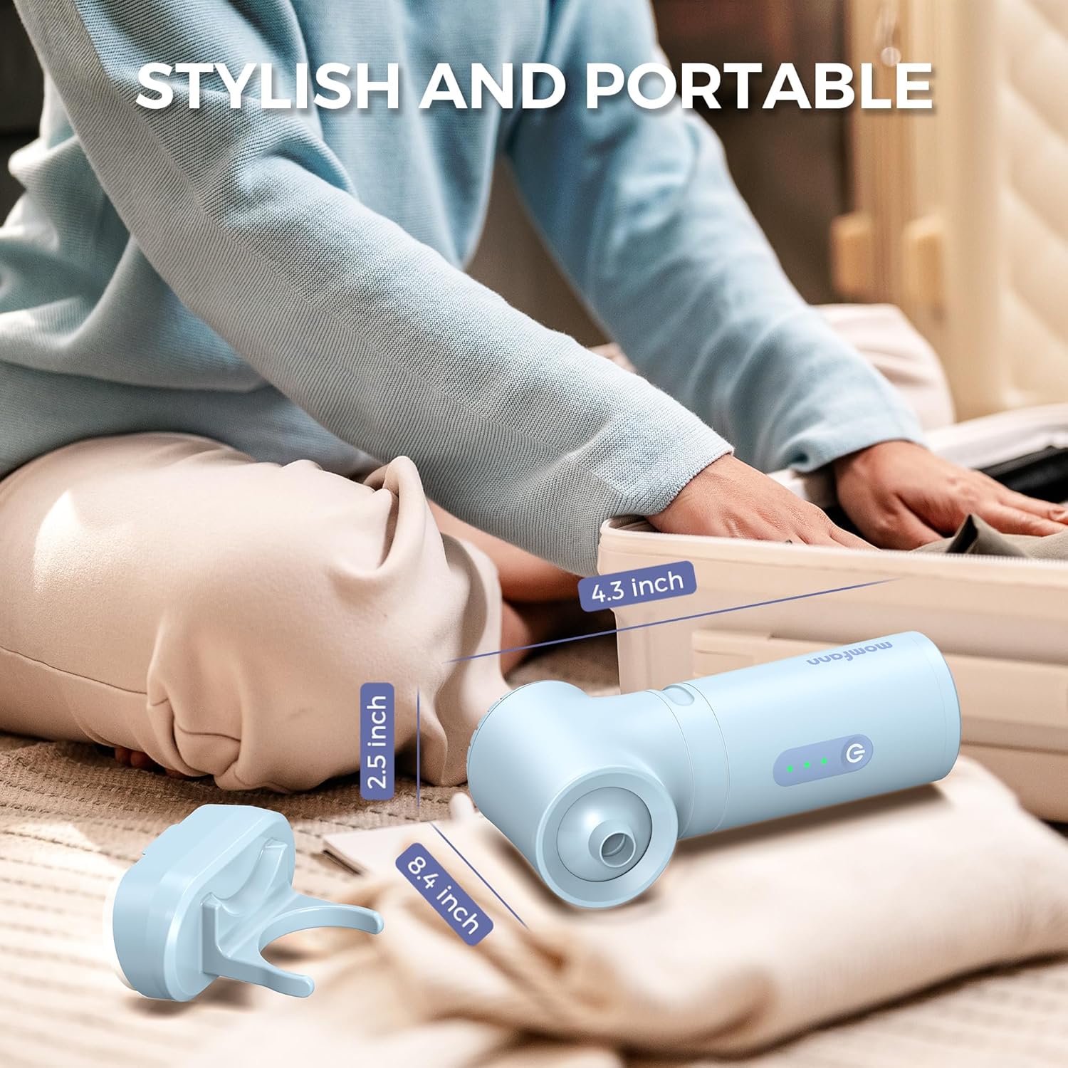 MOMFANN Bath Jet Spa, Bath Jet/Bubble Mode, Cordless Portable Bathtub Accessories with 3-Level Adjustable Speed, Bathtub Jets for Home Spa, Relaxing (Blue)