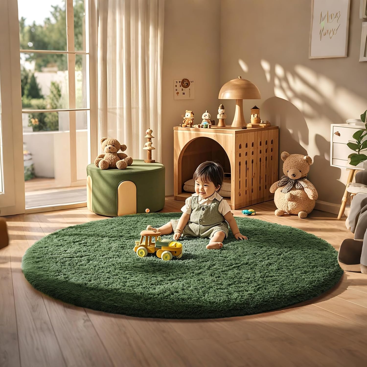 Ophanie 5x8 Blue Rugs for Living Room, Kids Nursery Rug Aesthetic, Playroom Navy Area Rugs for Boys Girls Teen Home Decor, Fluffy Fuzzy Soft Plush Shaggy Bedside Floor Bedroom Carpet for Teen