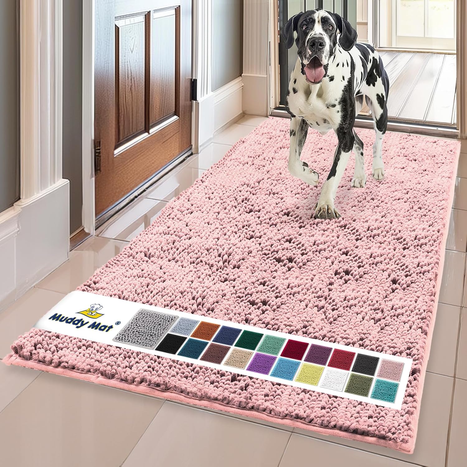 Muddy Mat® | Super Absorbent Door Mat Indoor, Microfiber Quick Dry Chenille Entryway Rug, Non-Slip Front Door Mat, Indoor Mats for Entryway, Machine Washable Pet Rug, Grey XXXL 72"X48"