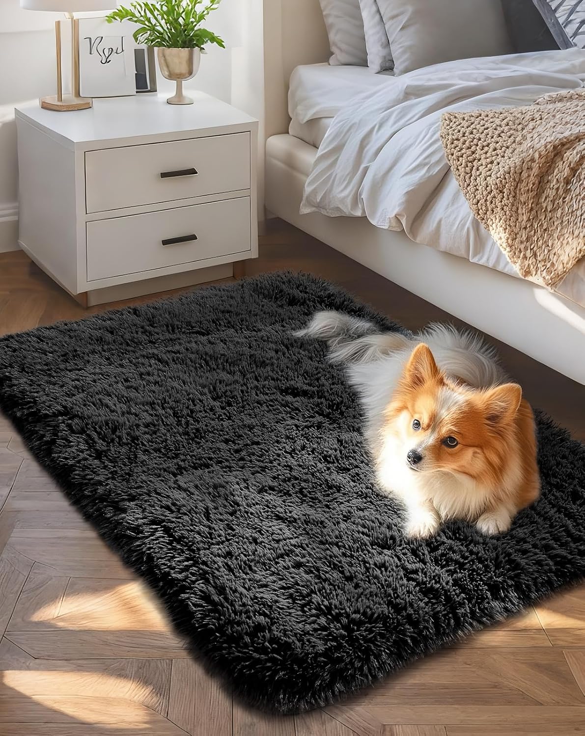 Ophanie 5x8 Blue Rugs for Living Room, Kids Nursery Rug Aesthetic, Playroom Navy Area Rugs for Boys Girls Teen Home Decor, Fluffy Fuzzy Soft Plush Shaggy Bedside Floor Bedroom Carpet for Teen