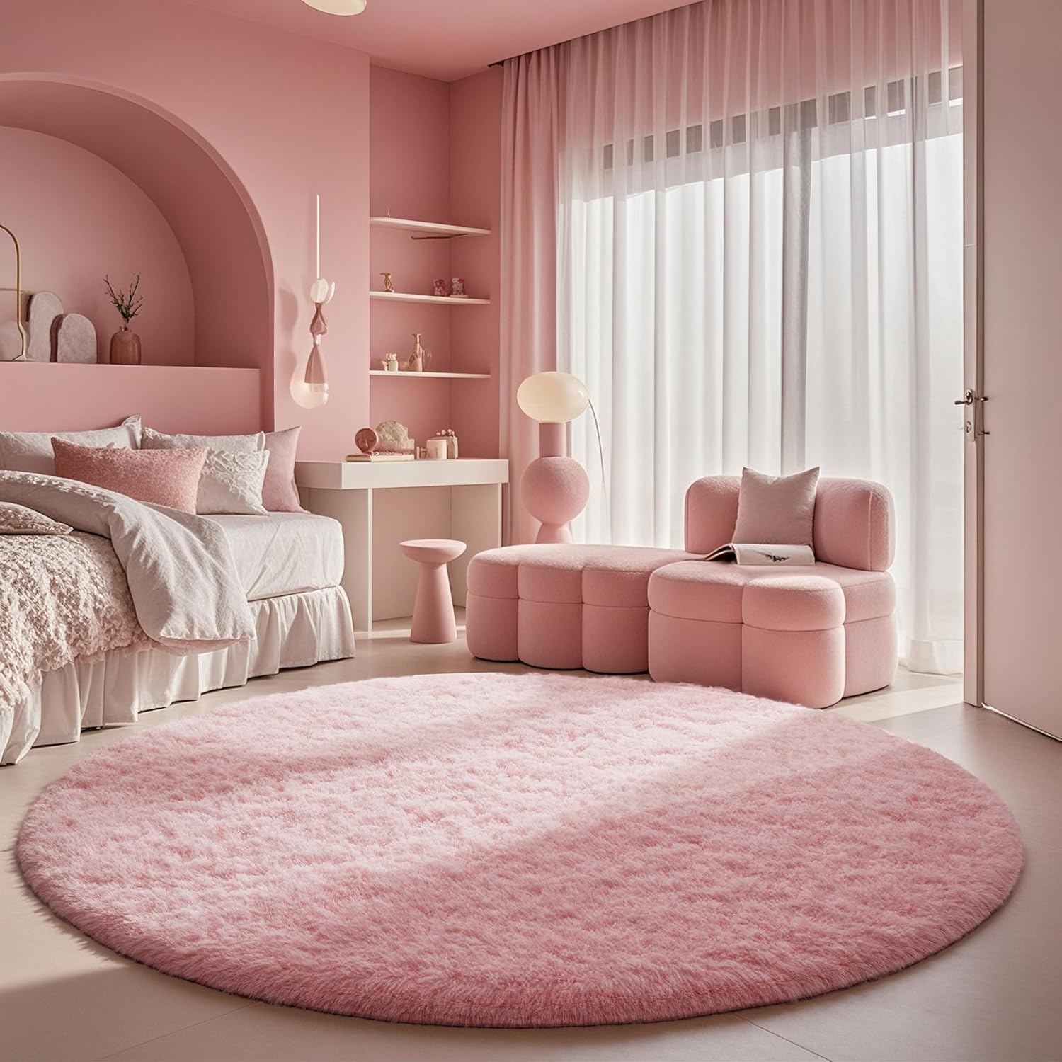 Ophanie 5x8 Blue Rugs for Living Room, Kids Nursery Rug Aesthetic, Playroom Navy Area Rugs for Boys Girls Teen Home Decor, Fluffy Fuzzy Soft Plush Shaggy Bedside Floor Bedroom Carpet for Teen