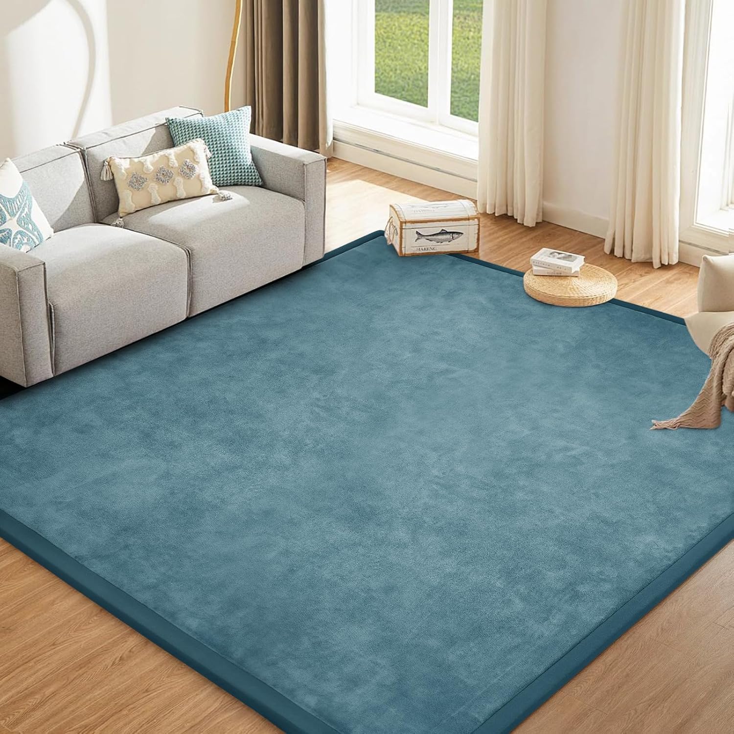 ILPEOD Baby Play Mat for Floor Tummy Time Nursery Rug Muscle Area Rug Playroom Rug Tatami Mat 6'7"x4'11" Memory Foam 1.3" Thick Crawling For Babies,Toddlers, Infants, Kids,Floor Mat(Grey)