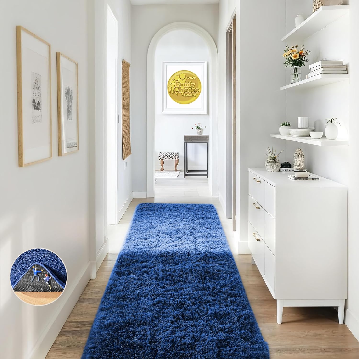 Ophanie 5x8 Blue Rugs for Living Room, Kids Nursery Rug Aesthetic, Playroom Navy Area Rugs for Boys Girls Teen Home Decor, Fluffy Fuzzy Soft Plush Shaggy Bedside Floor Bedroom Carpet for Teen