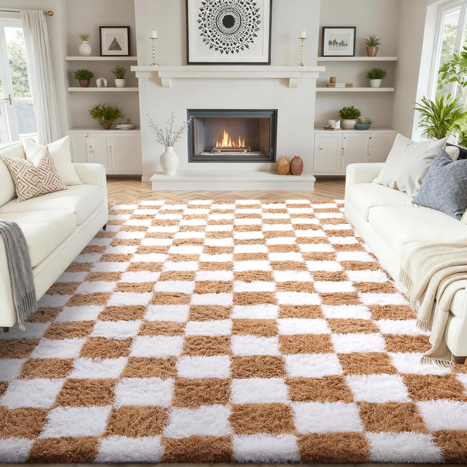 Ophanie 5x8 Blue Rugs for Living Room, Kids Nursery Rug Aesthetic, Playroom Navy Area Rugs for Boys Girls Teen Home Decor, Fluffy Fuzzy Soft Plush Shaggy Bedside Floor Bedroom Carpet for Teen