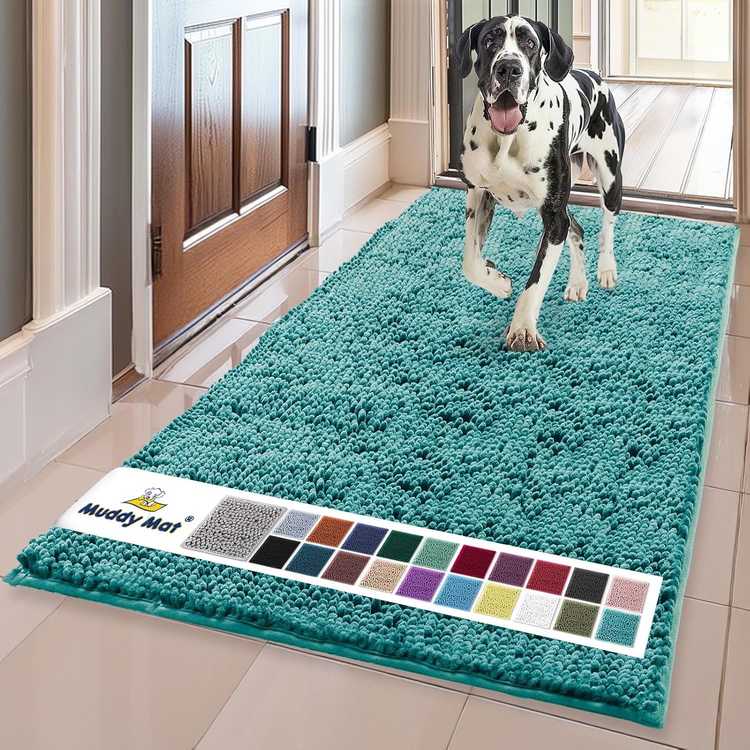 Muddy Mat® | Super Absorbent Door Mat Indoor, Microfiber Quick Dry Chenille Entryway Rug, Non-Slip Front Door Mat, Indoor Mats for Entryway, Machine Washable Pet Rug, Grey XXXL 72"X48"
