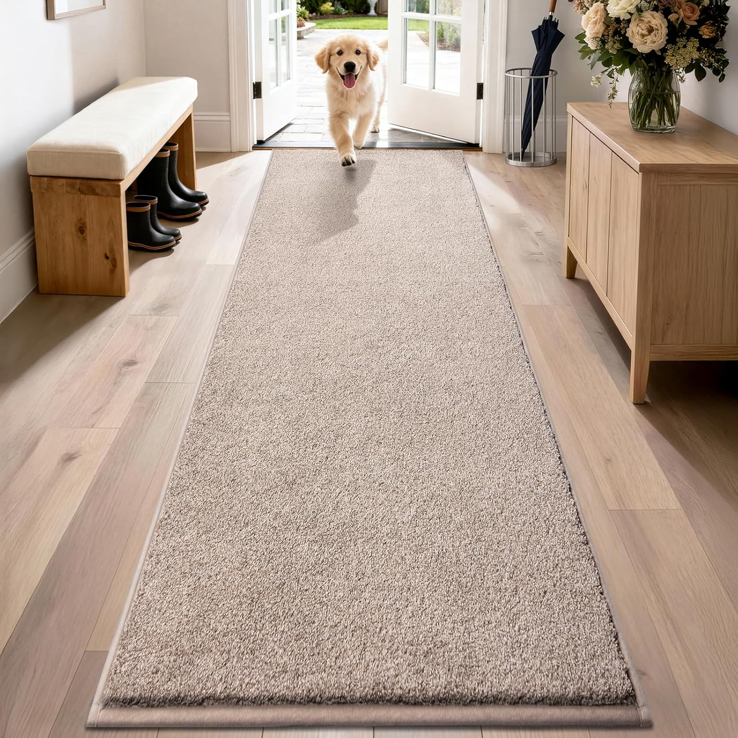 PURRUGS Easy Care Area Rug 4ft x 6ft, Non-Slip Machine Washable Entryway Rug, Dog Door Mat, Stain Resistant Accent Rug for Hallway, Living Room, Bedroom and Mudroom, Charcoal