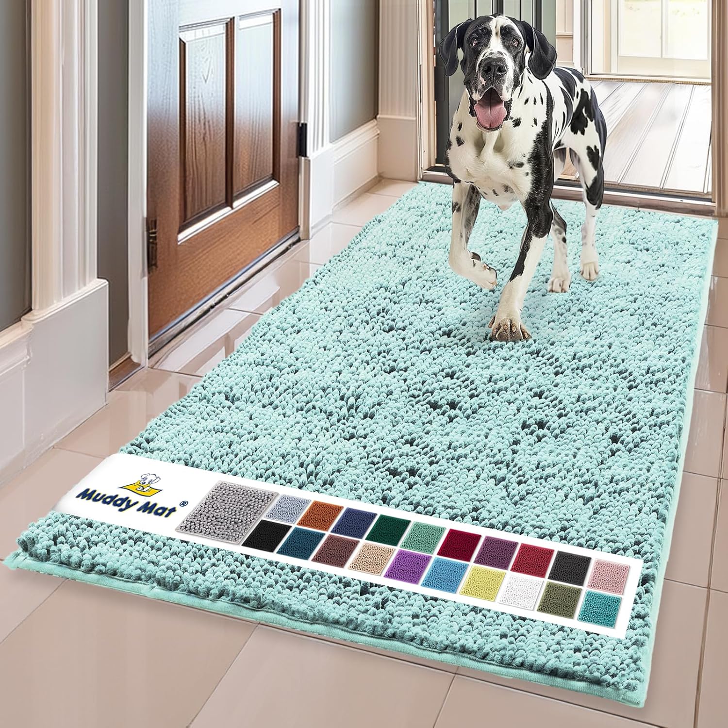 Muddy Mat® | Super Absorbent Door Mat Indoor, Microfiber Quick Dry Chenille Entryway Rug, Non-Slip Front Door Mat, Indoor Mats for Entryway, Machine Washable Pet Rug, Grey XXXL 72"X48"