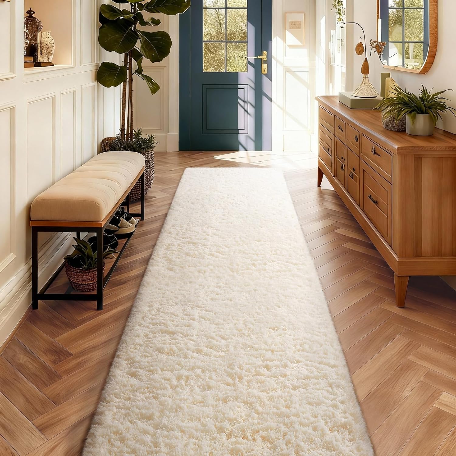 Ophanie 5x8 Blue Rugs for Living Room, Kids Nursery Rug Aesthetic, Playroom Navy Area Rugs for Boys Girls Teen Home Decor, Fluffy Fuzzy Soft Plush Shaggy Bedside Floor Bedroom Carpet for Teen