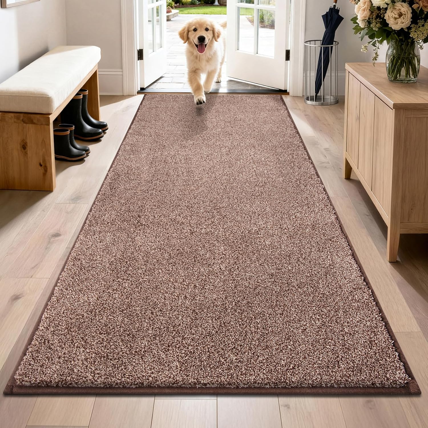 PURRUGS Easy Care Area Rug 4ft x 6ft, Non-Slip Machine Washable Entryway Rug, Dog Door Mat, Stain Resistant Accent Rug for Hallway, Living Room, Bedroom and Mudroom, Charcoal