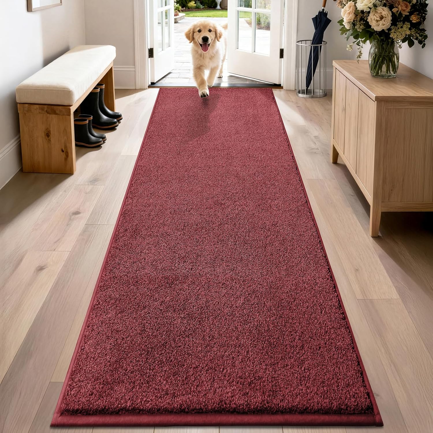 PURRUGS Easy Care Area Rug 4ft x 6ft, Non-Slip Machine Washable Entryway Rug, Dog Door Mat, Stain Resistant Accent Rug for Hallway, Living Room, Bedroom and Mudroom, Charcoal