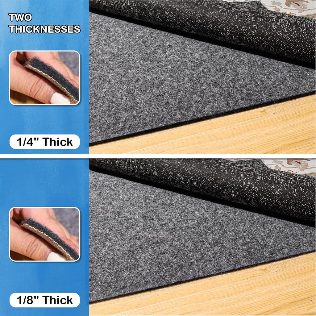 Non-Slip Rug Pads 8 x 10 ft, 100% Waterproof Extra Large Area Rugs Non Skid Rug Pad for All Floors and Finishes Durable Hardwood Floor Protective Felt Keeps Rugs in Place, Safe and Secure