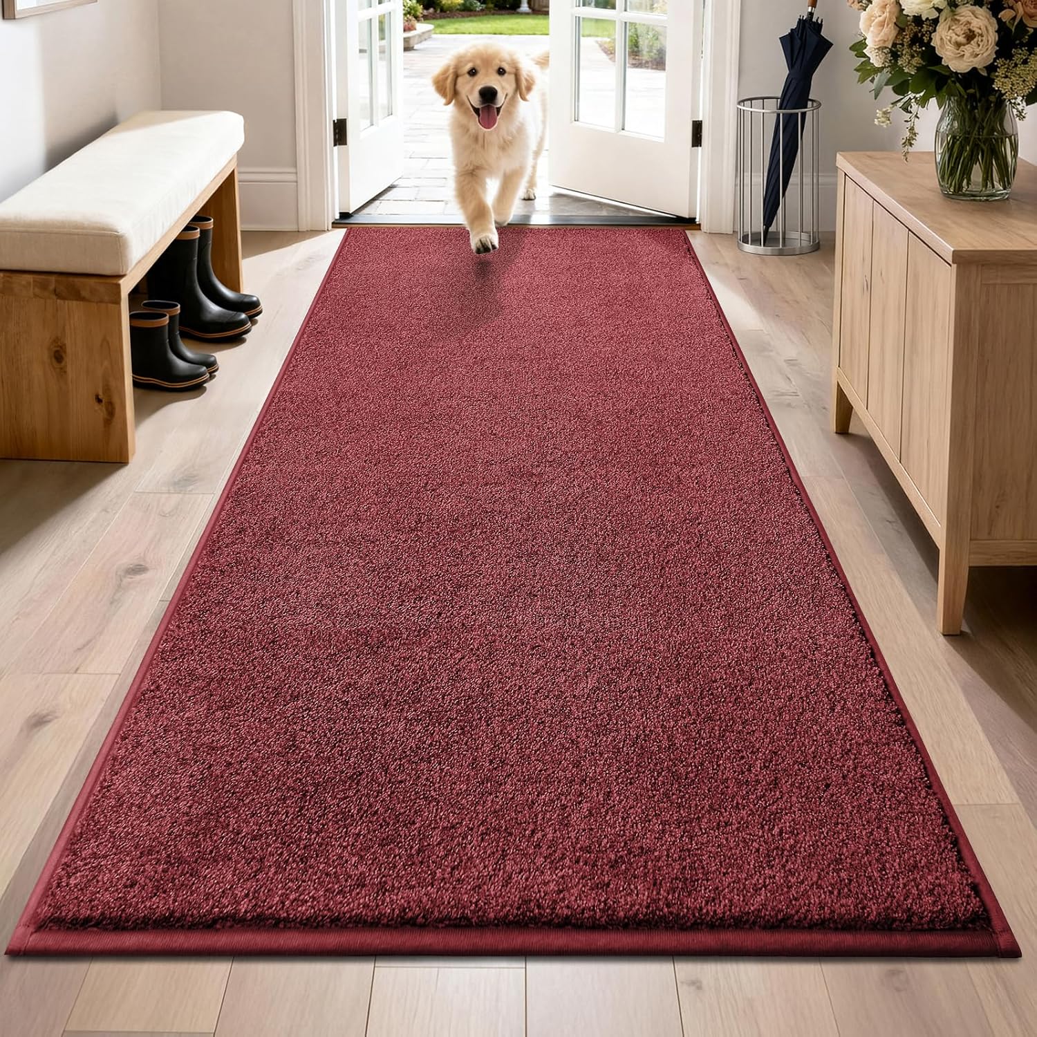 PURRUGS Easy Care Area Rug 4ft x 6ft, Non-Slip Machine Washable Entryway Rug, Dog Door Mat, Stain Resistant Accent Rug for Hallway, Living Room, Bedroom and Mudroom, Charcoal