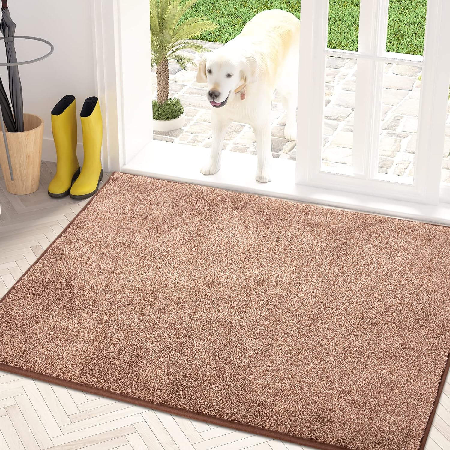 PURRUGS Easy Care Area Rug 4ft x 6ft, Non-Slip Machine Washable Entryway Rug, Dog Door Mat, Stain Resistant Accent Rug for Hallway, Living Room, Bedroom and Mudroom, Charcoal