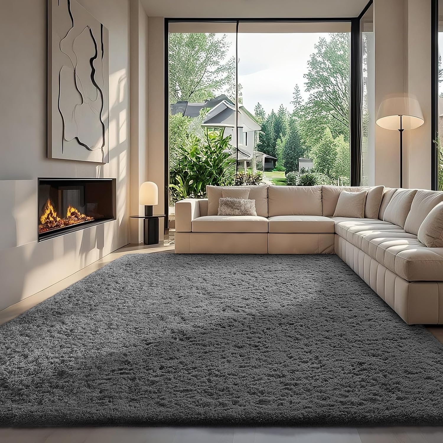 Ophanie 5x8 Blue Rugs for Living Room, Kids Nursery Rug Aesthetic, Playroom Navy Area Rugs for Boys Girls Teen Home Decor, Fluffy Fuzzy Soft Plush Shaggy Bedside Floor Bedroom Carpet for Teen