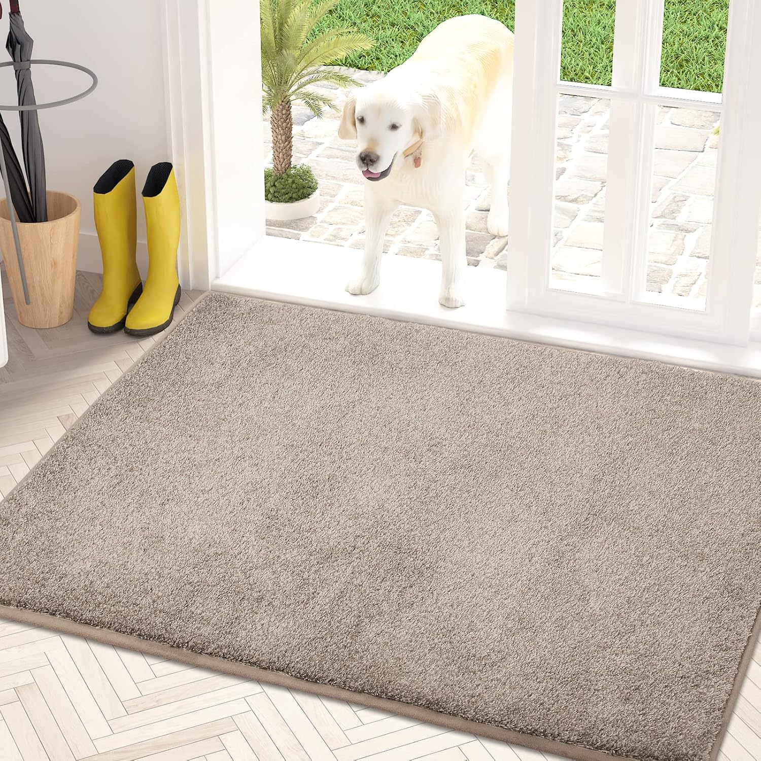 PURRUGS Easy Care Area Rug 4ft x 6ft, Non-Slip Machine Washable Entryway Rug, Dog Door Mat, Stain Resistant Accent Rug for Hallway, Living Room, Bedroom and Mudroom, Charcoal