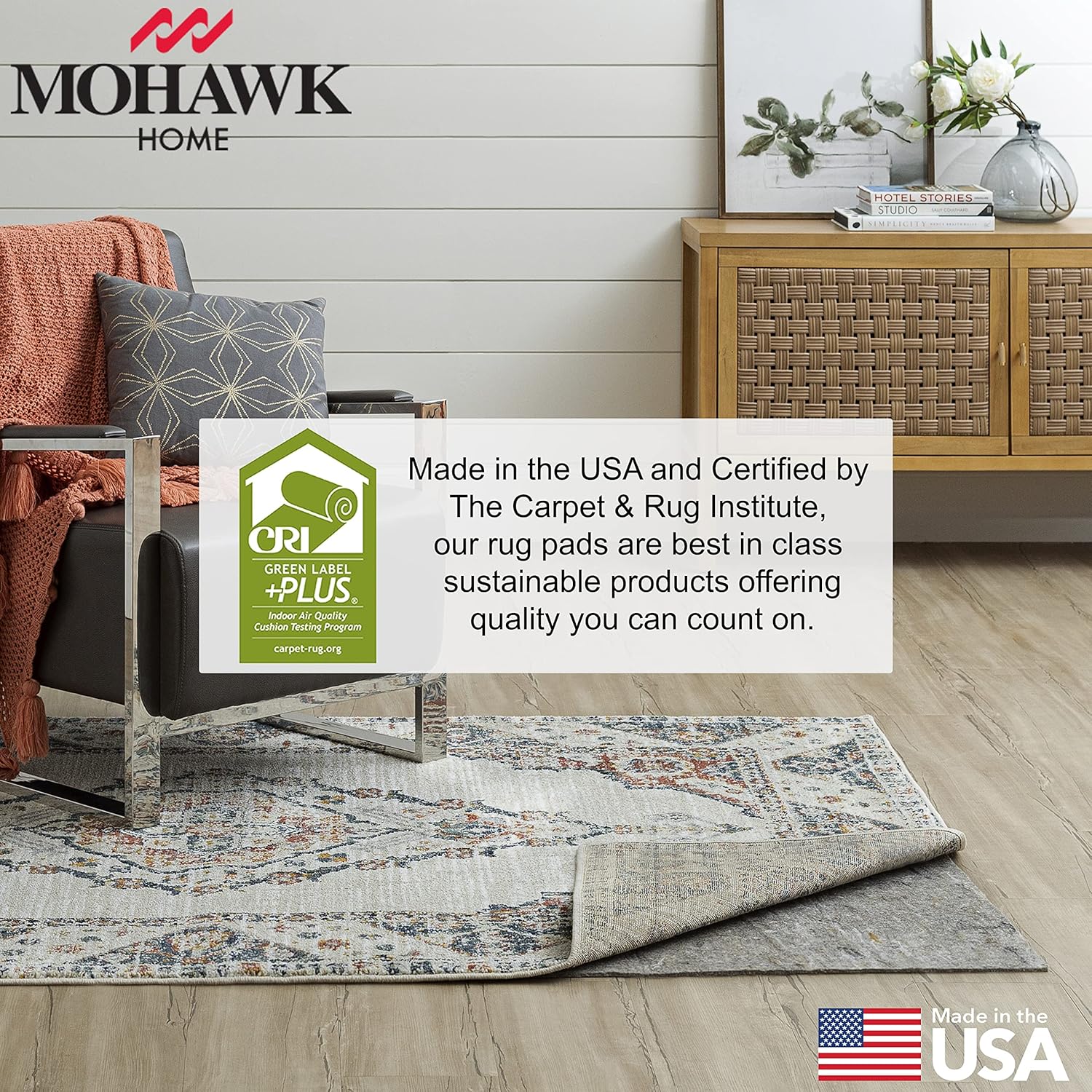 Mohawk Home 8' x 10' Non Slip Grip Rug Pad 1/4" Thick Dual Surface Felt Cushion + Rubber Gripper - Safe for All Floors